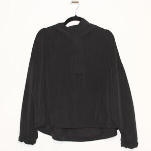 OYSHO Quarter Zip Hoodie Sweatshirt Black Size Large